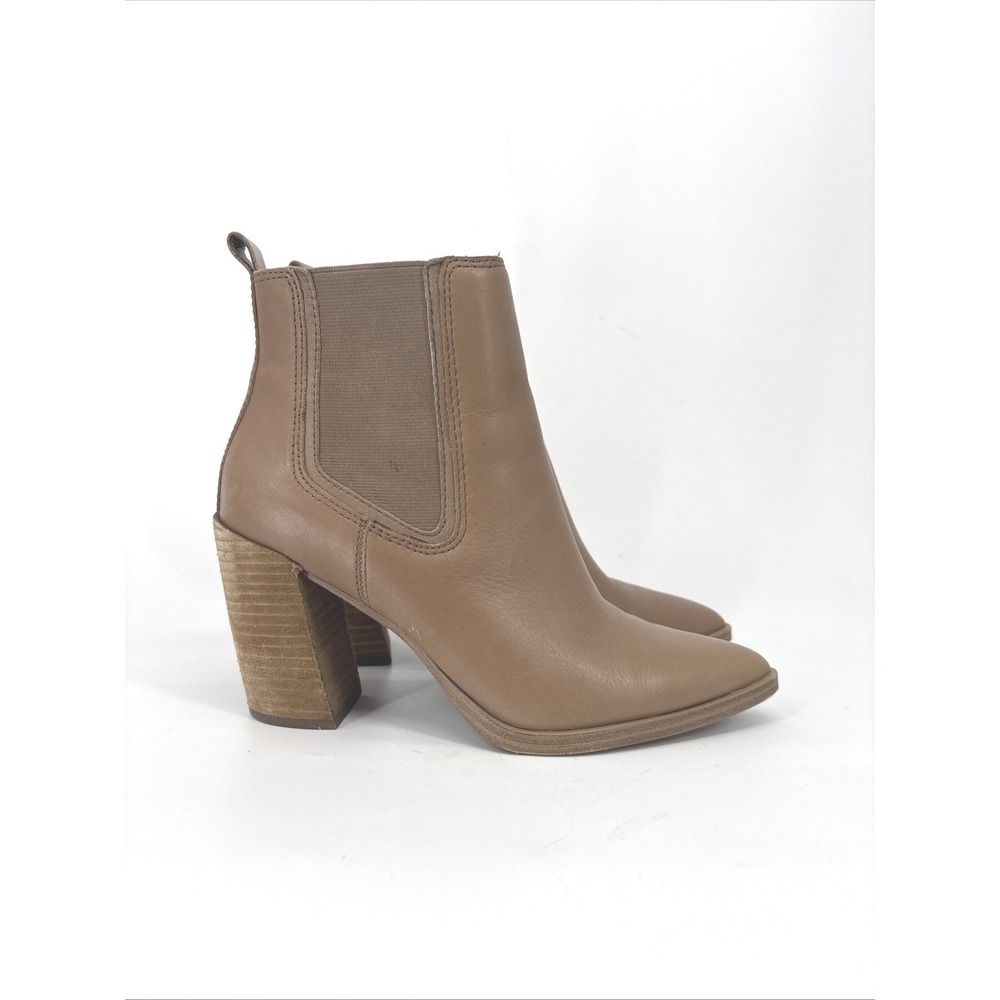 Vince Camuto Ratony Bootie Womens 8 Wild Mushroom Brown Leather Stacked Heel